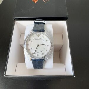 Emporio Armani Women's AR11095 Dress Analog Display Quartz Blue Watch